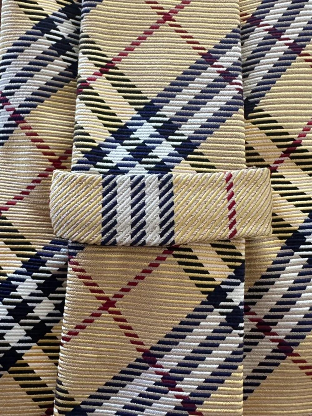Burberrys Vintage Yellow Navy Red Plaid Tie